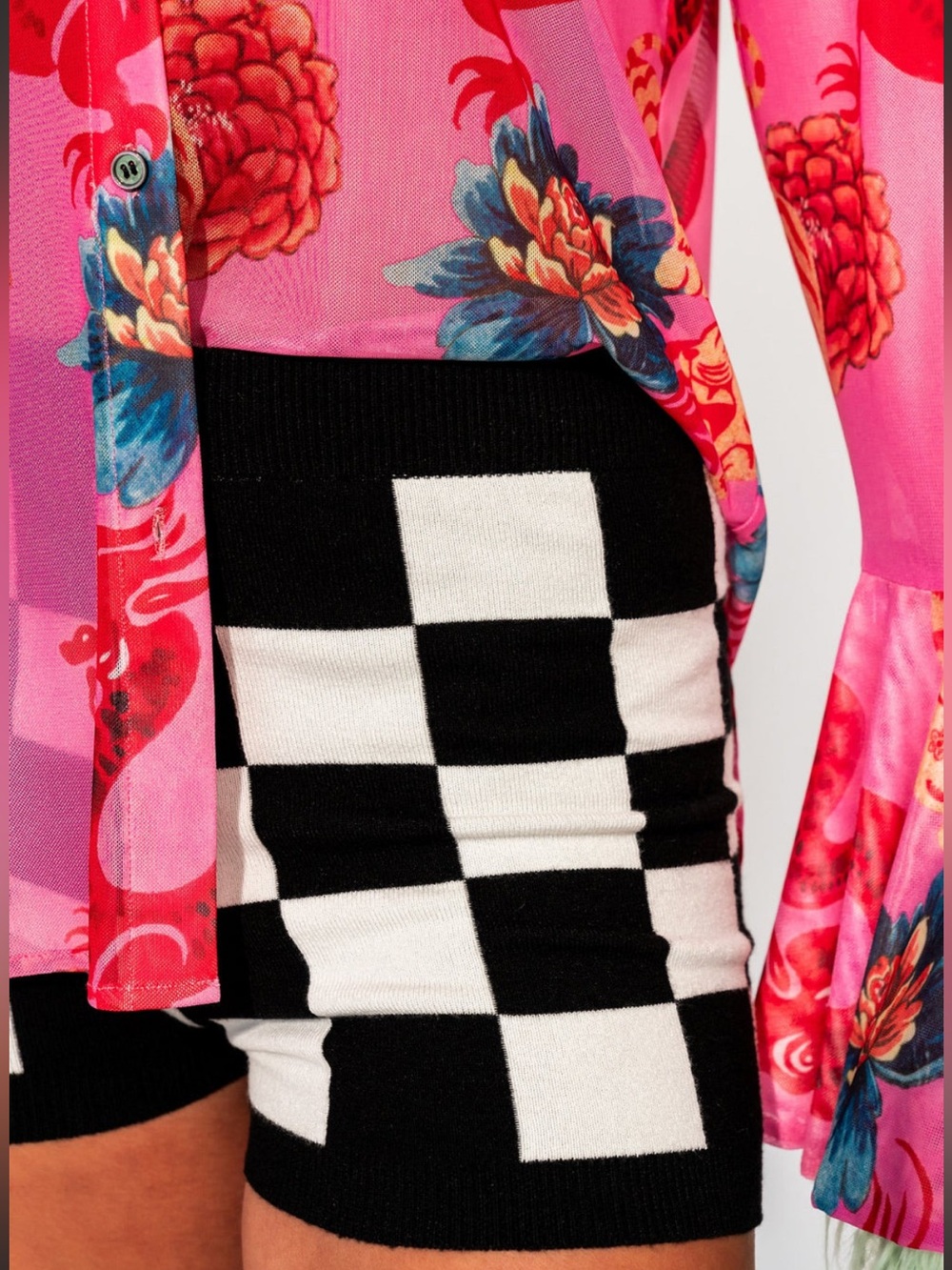 Dressed in LALA Black & White Checkerboard Women’s Shorts - Picture 4 of 4